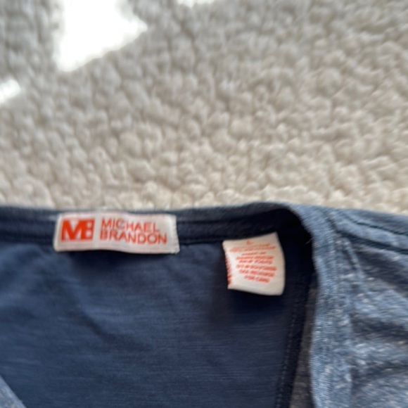 Michael Brandon Blue Long Sleeve Tee - Picture 2 of 3